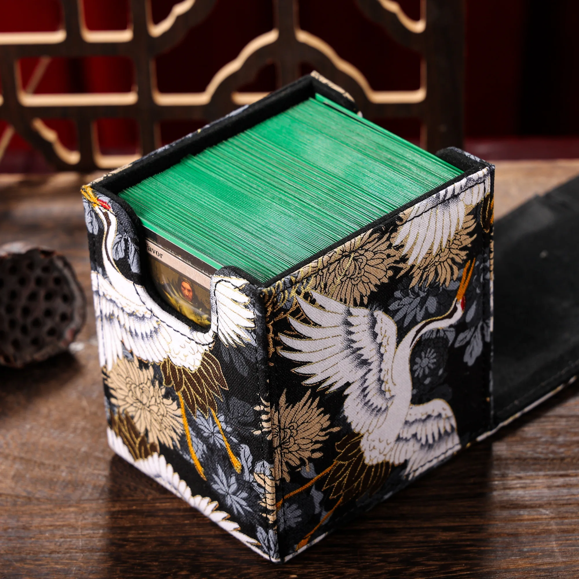 Anime Game MTG PTCG OPCG OCG EDH Card Leather Storage Box Hot Stamping Brocade Weaving Vertical Side Collection Gifts Toys