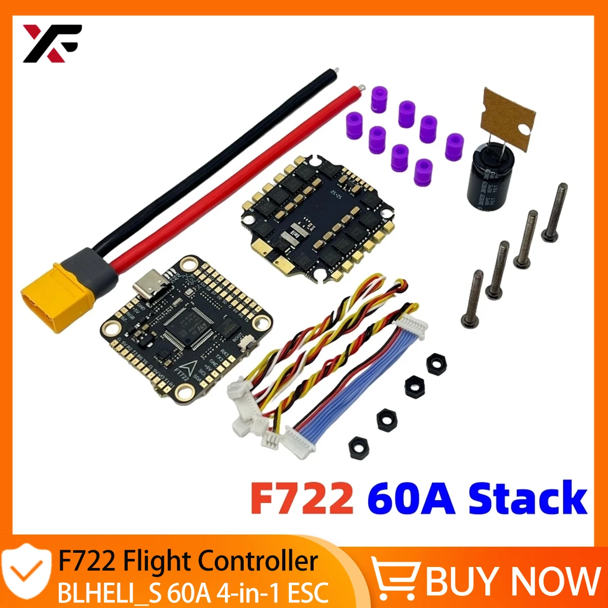 

XFlight Hobby F722 Stack F722 Управление полетом 60A ESC 3-8S Lipo Combo 30,5x30,5 мм STM32F722RET6 для RC FPV Freestyle Racing Drone