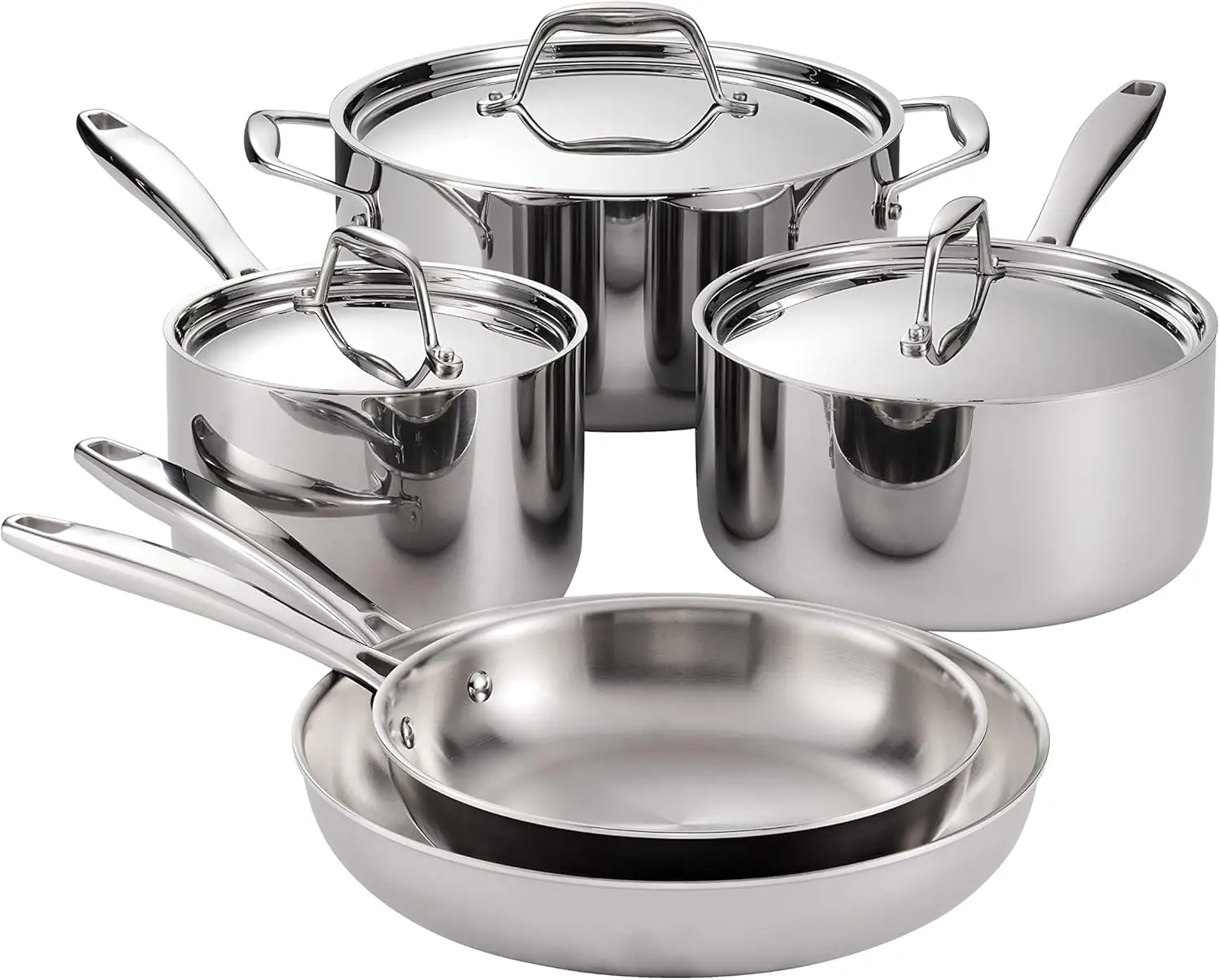 

Tramontina Tri-Ply Clad Stainless Steel 8-Piece Cookware Set With Lids, Pots And Pans Kitchen Set, Induction-Ready,