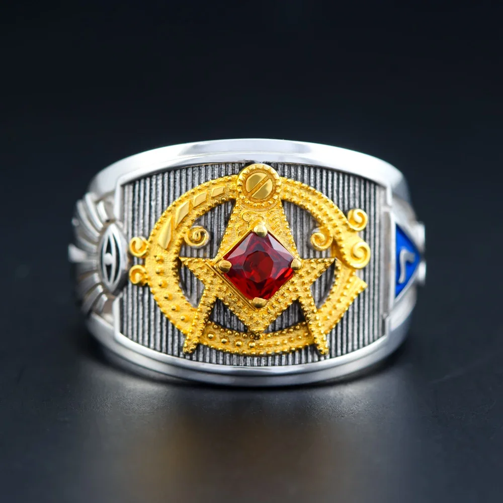 Freemason Masonic Knights Templar G Llluminati Sterling Silver Ring