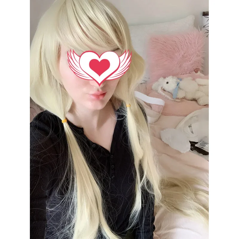 2025년형 51인치(130cm) 롱 밀크 골든 쇼비츠 치이 금발 코스프레 소품 귀 내열성 가발 + W