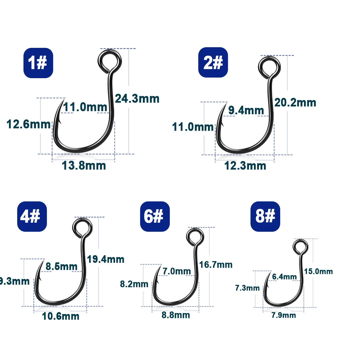 9KM Inline Single Hooks 50~200Pcs Siwash Hooks Saltwater Fishing Lures Replacement Hooks Strong Sharp Needle Point Ringed Eye