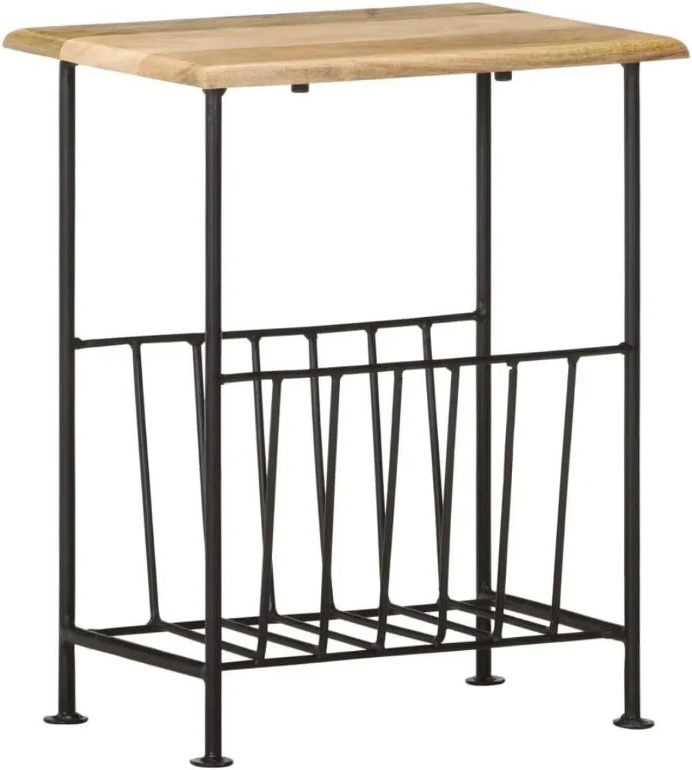 

File holder Newspaper rack Literature rack Book rack With storage function Suitable 15.7"x11.8"x19.7" Solid Mango Wood and Steel