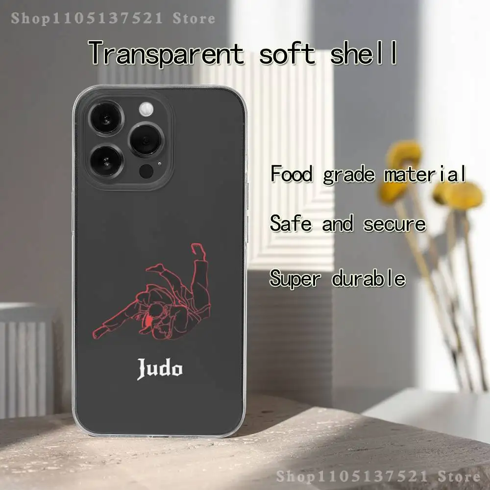 Capa de telefone japonesa para artes marciais, judô, para iphone 17,16,15,14,13,12,11 pro, max, plus, x,xs,xr, se4, e mini capa macia transparente
