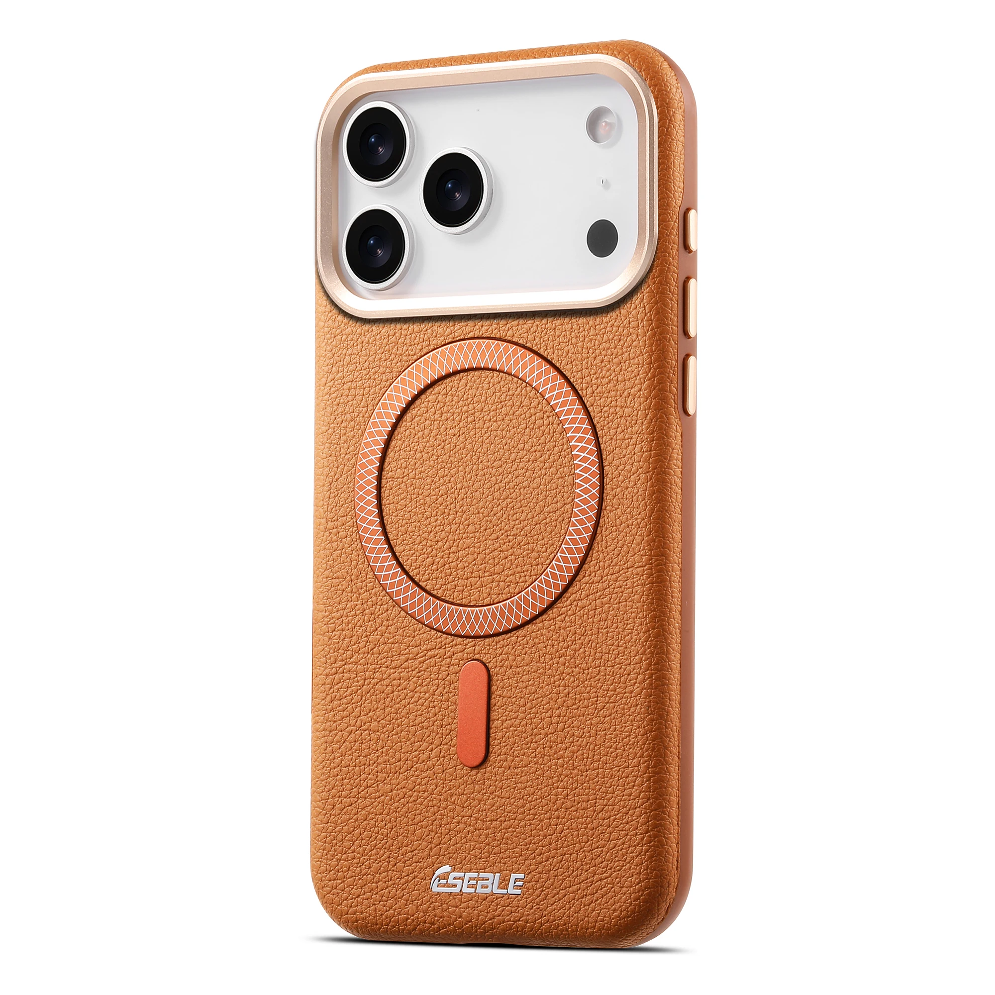 Luxury Faux Leather Phone Case Magnet Wireless Charging Frosted Feel For iPhone 17 Pro Max Air view 5