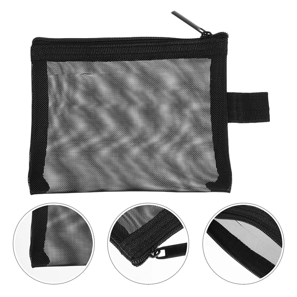 

2Pcs Nylon Bag Mesh Makeup Pouch Travel Toiletry Organizer Small Durable Portable Makeup Bag Mesh Zipper Pouch