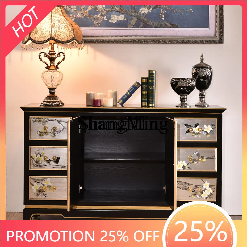 

CL solid wood dining side tea cabinet entry entrance entrance decorative storage foyer cabinet