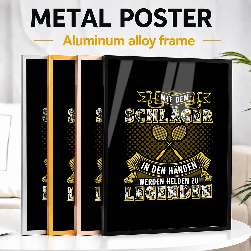 Badminton Geschenk Framed Metal Poster Personalized Photo Colorful Smash Style Wall Art For Sports Hall Thoughtful Player Gift