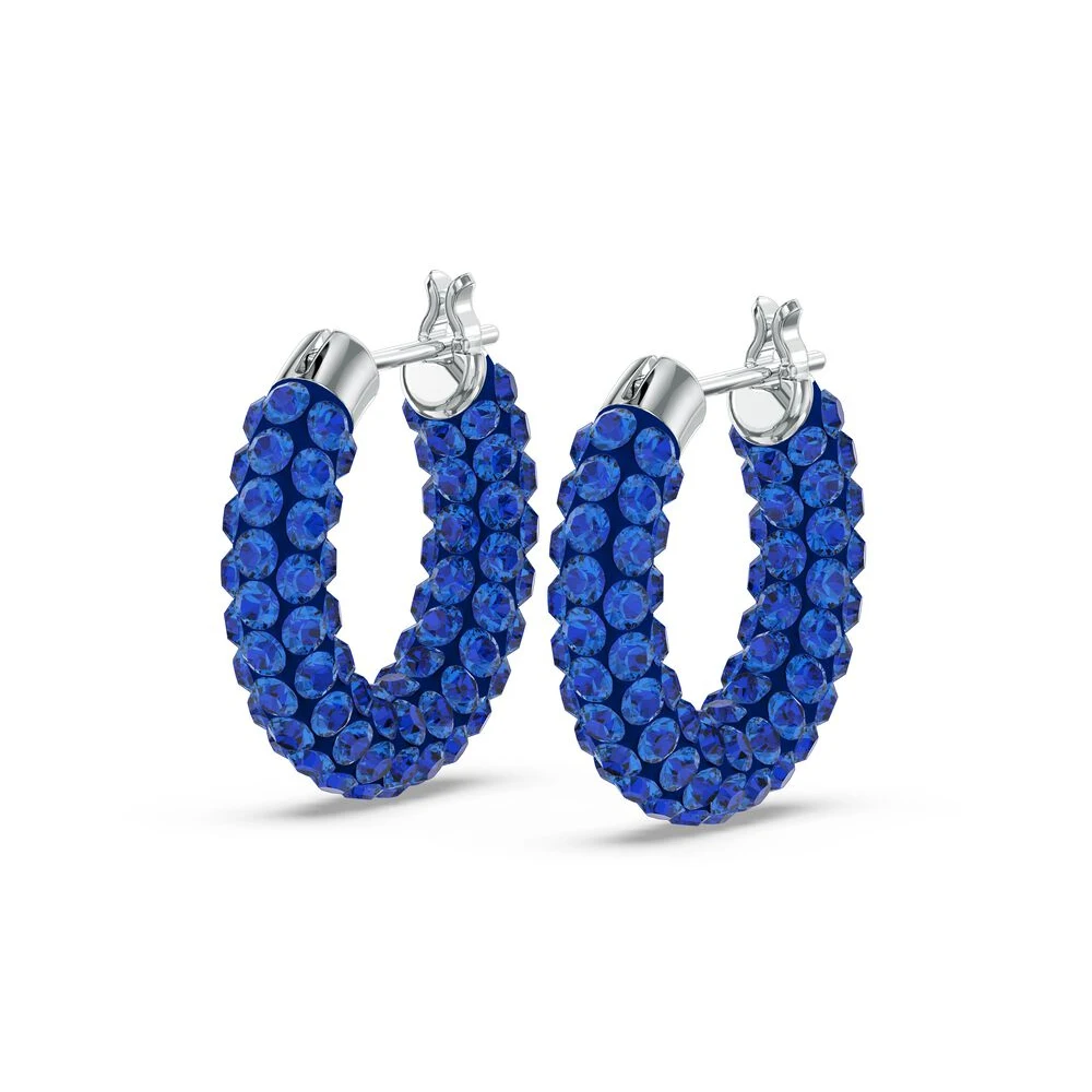

Яркие синие серьги-кольца с кристаллами - элегантный современный аксессуар