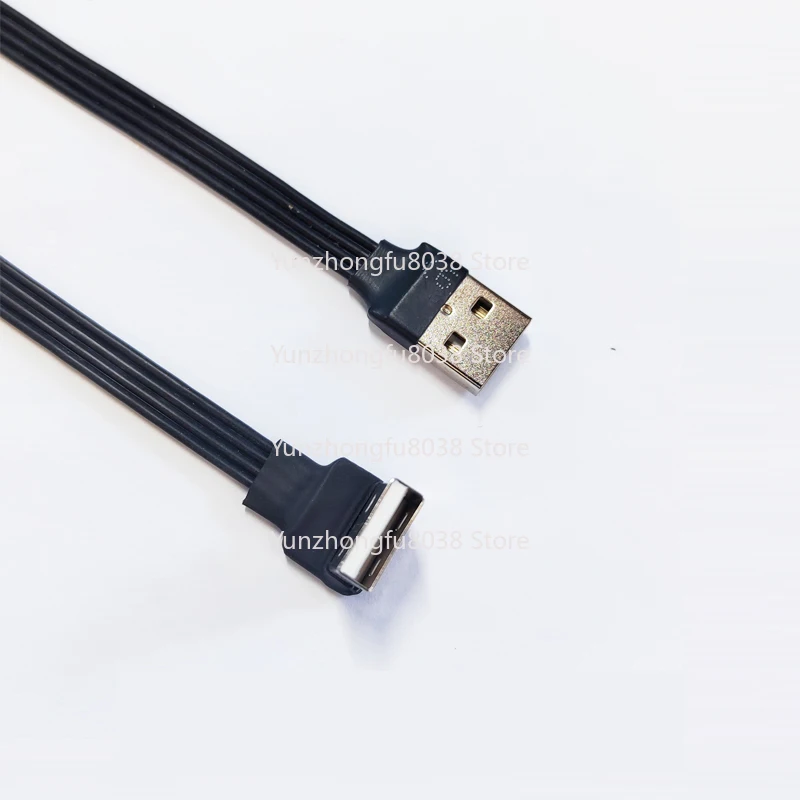 

90-градусный USB-кабель для зарядки данных, между мужчинами и женщинами, мягкий плоский угол обзора, плетеный в оболочке из ПВХ