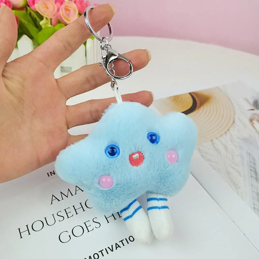 Exquisite Star Keychain Cozy Touch Stuffed Doll Pendant 3D Eyes Stuffed Star Plush Key Backpack Pendant  Ornament