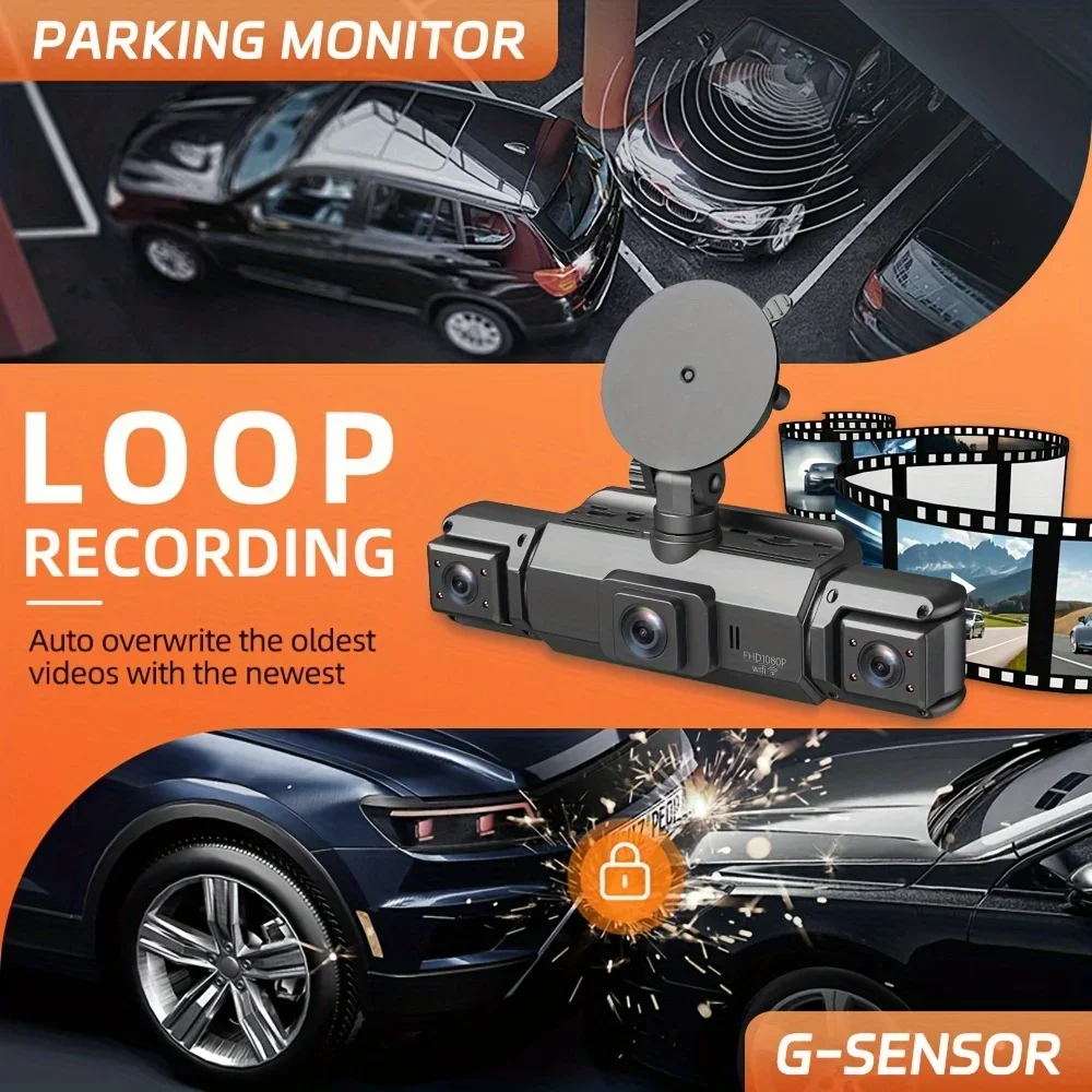 4채널 GPS 블랙박스 차량용 카메라 WiFi 야간촬영 DVR 360 ° 전면 왼쪽 오른쪽 후면 루프 녹화 24시간 주차 모니터 크기 비교