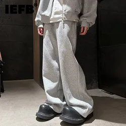 IEFB American Style Men's Sweatpants Elastic Waist Solid Color Bottom Straight Wide Leg Loose Sports Trousers New Simple 9C7782