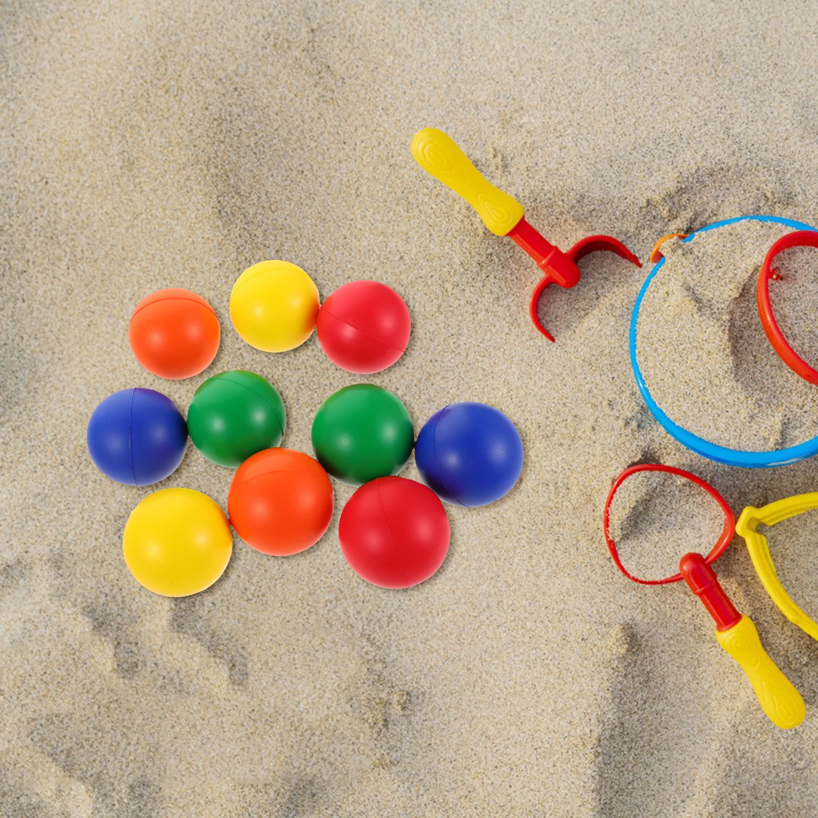 

10pcs Colorful Sand Paddle Ball High Visibility Pu Bouncy Balls For Beach Games Outdoor Sports Toss Catch Play Set