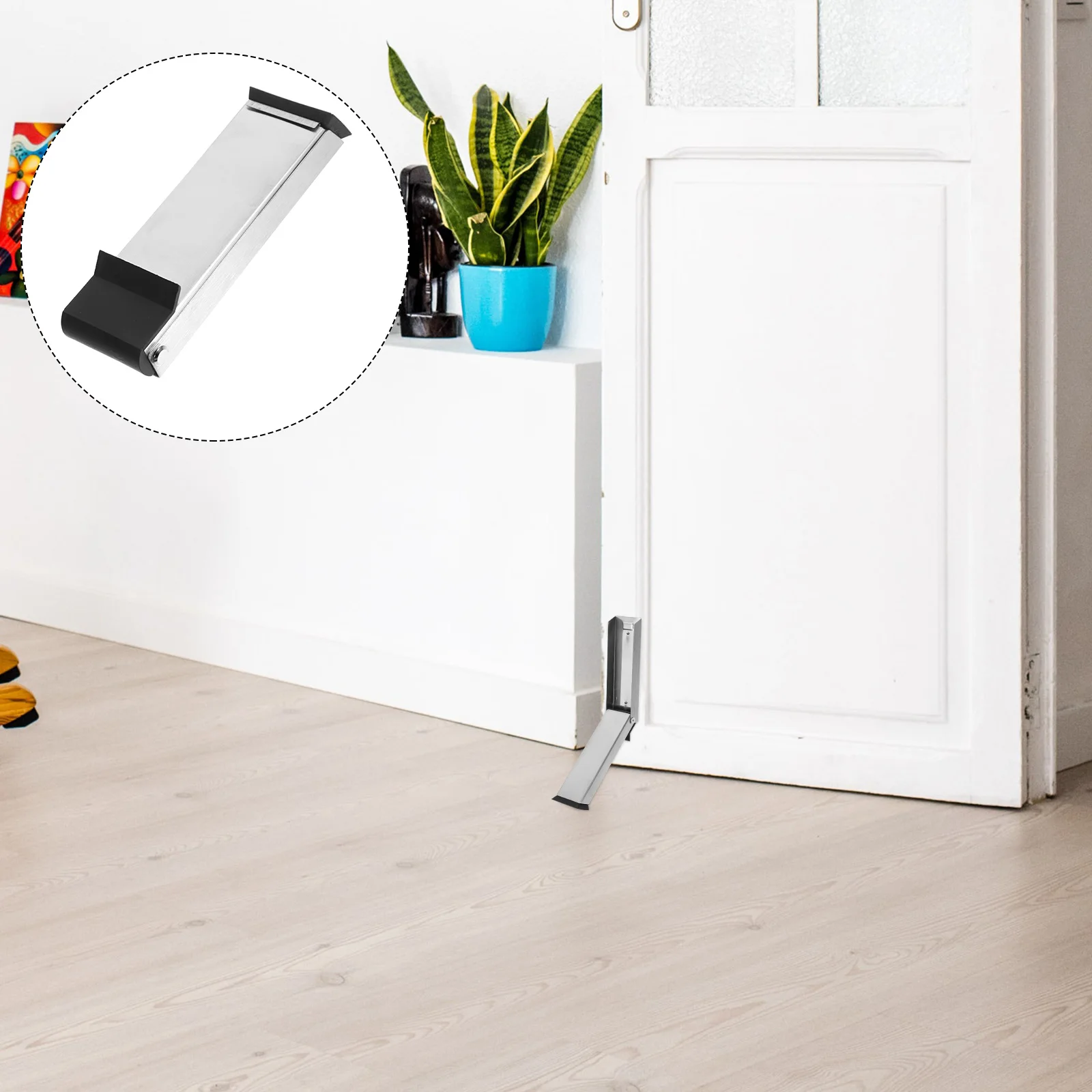 

Silver Foldable Door Stopper Top Locator for Various Thicknesses Heavy Duty Stainless Steel Door Holders Keep Open Wall