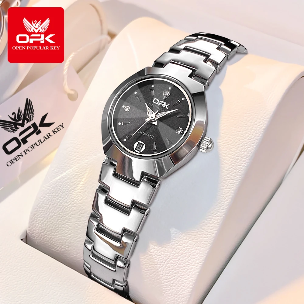 OPK 8105 montres pour femmes de luxe Original en acier inoxydable étanche lumineux dames montre à Quartz à la mode Zircon échelle Date