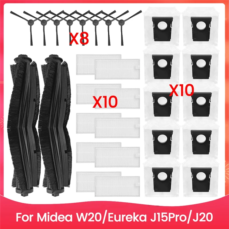 

Classy-30PCS Brush And Filter Dust Bag Kit For Midea W20 For Eureka J15pro J20 Vacuum Cleaner Accessories Replacement Parts