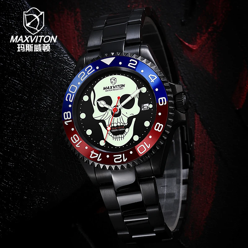 Maxviton  solar men's watch sapphire crystal eco-drive quartz movement 30bar waterproof watch not tritium watch