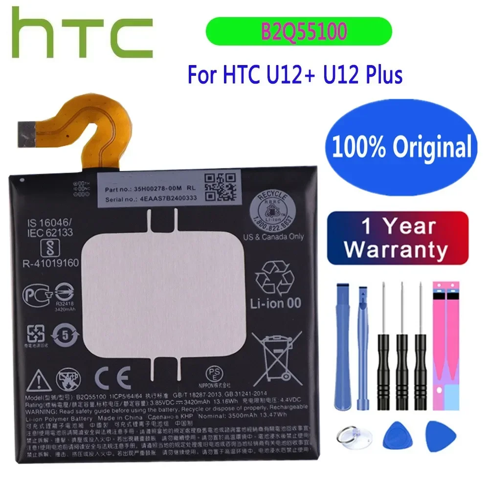 New B2Q55100 Original Battery For HTC U12 / U12 plus Exodus 1 Global Dual SIM 3500mAh Phone Battery Bateria + Repair Tool Kits