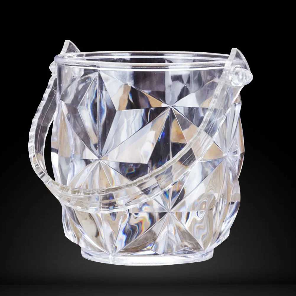 

Round Acrylic Ice Bucket Transparent 13x14cm Portable Ice Container for Bar Wine Beer Cooling Beer Buckets for Bar