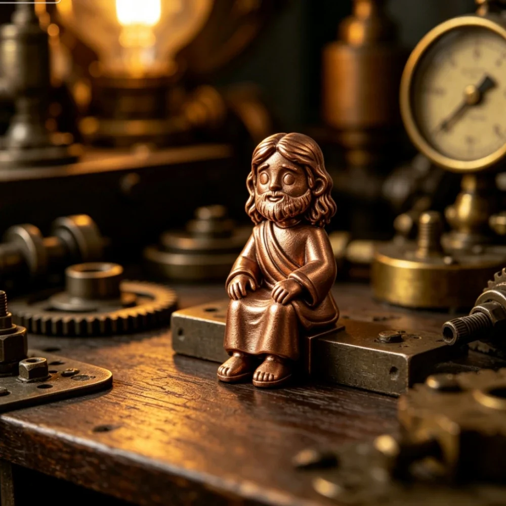 Miniature Screen Sitter Jesus 3D Print Figurine Mini Sitting Character Statue Cute Desktop Ornament Computer Monitor Decor Gifts