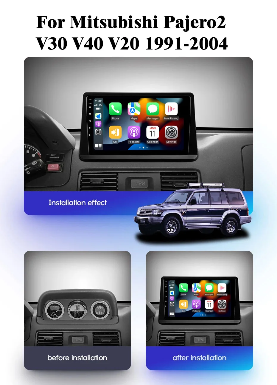 Autoradio For Mitsubishi Pajero 2 1991-2004 Carplay Android Auto Wireless Multimedia Autoradio Car Video Stereo Subwoofer GPS