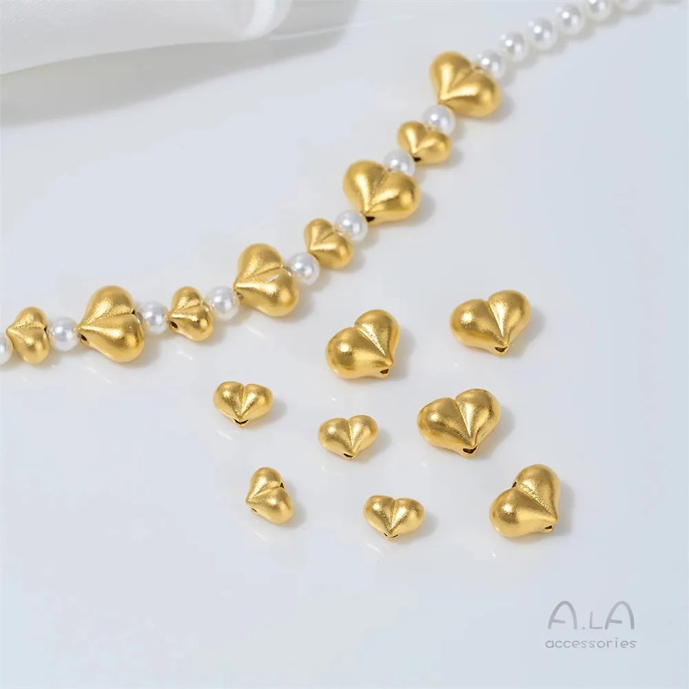 Z471 Vietnamese Sand Gold Heart Peach Beads DIY Jewelry Making Supplies For Bracelets Necklaces