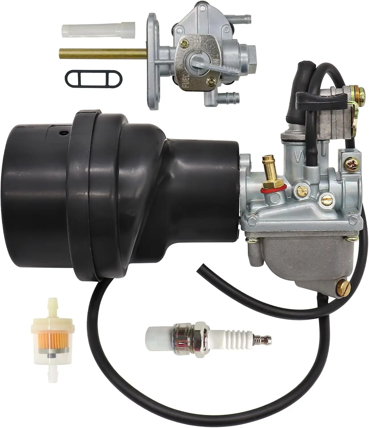 Carburador LT50 para Suzukj LT50 e caixa de filtro de ar 2002-2005 LT-A 50 Carb # Válvula de combustível coerente 13200-43F00 Petcock com vela de ignição
