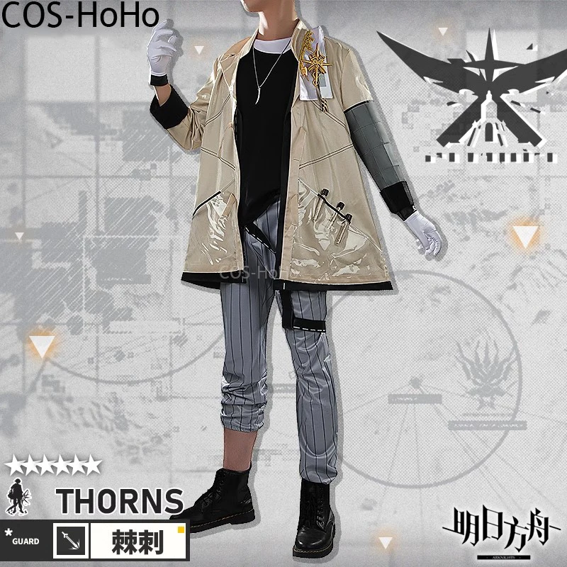 COS-HoHo Arknights Thorns Guard RHODES ISLAND Black Skin Game Suit Handsome Cosplay Costume Halloween Party  Outfit Any Size