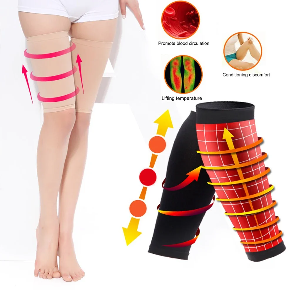 GOMOREON-Manchon de compression des cuisses pour femme, 1 paire, soutien et amincissant les muscles, pour le sport, la récupération et le fitness