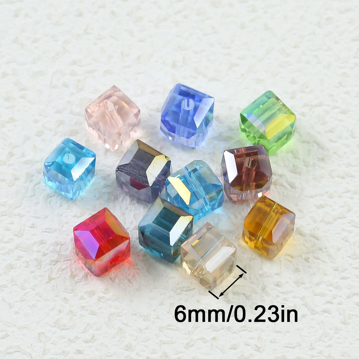 50pcs 6mm Square Crystal AB Colour Glass Beads Loose Spacer Beads DIY Candy Cube Austrian Crystal Jewelry Bracelets Accessories