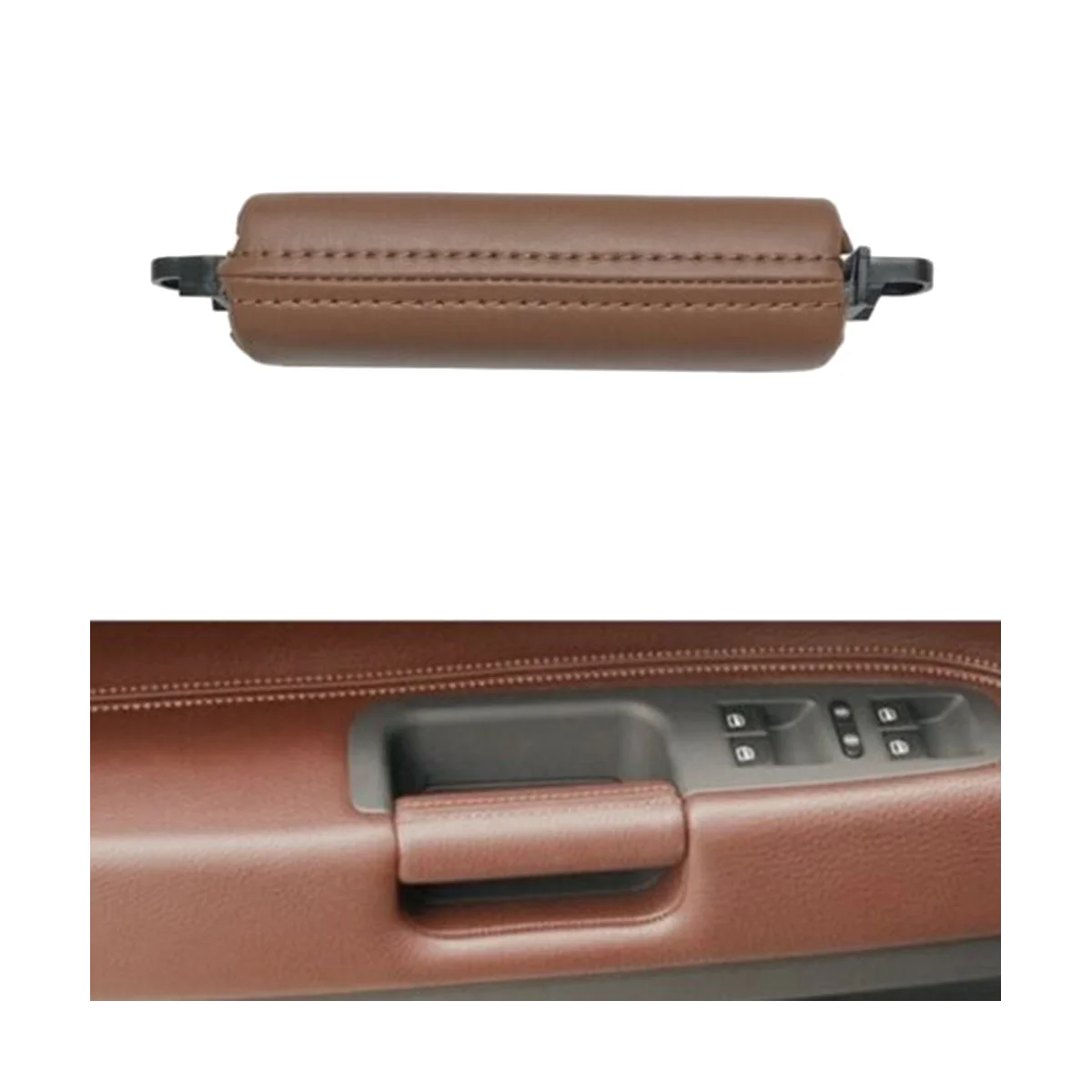 Car Interior Door Pull Handle Trim 7L6867161 for VW Touareg 2003-2010 Side Door Handle Inner PU Leather LHD RHD Maroon