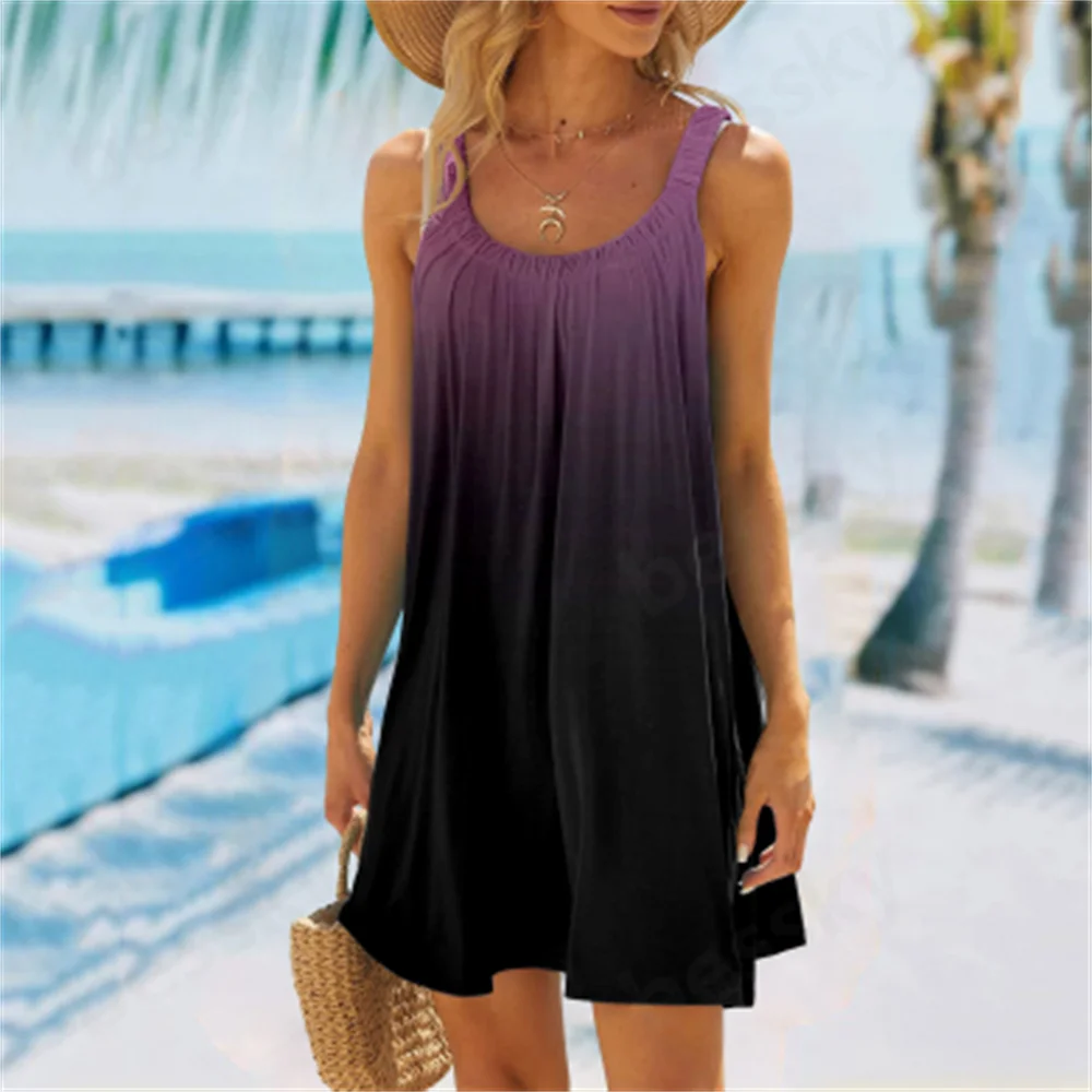 

Ladies Casual Summer Dress Hanging Neck Short Skirt for Beach Holiday Leisure Fashion Women's Clothing