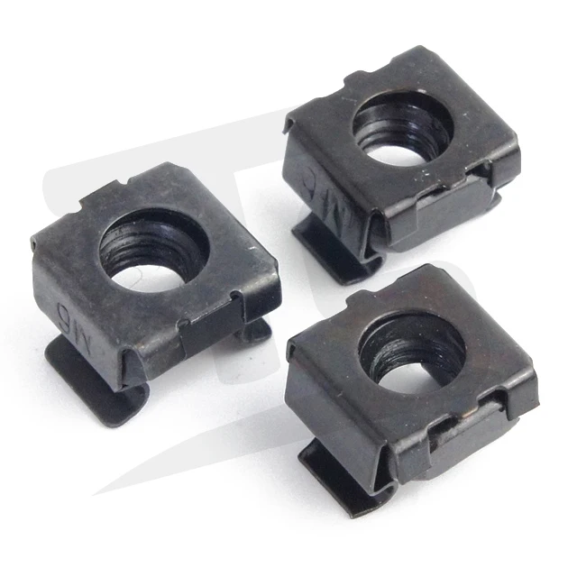 Black Zinc Plated Steel Cage Nut M6 for Network Cabinet, PDU