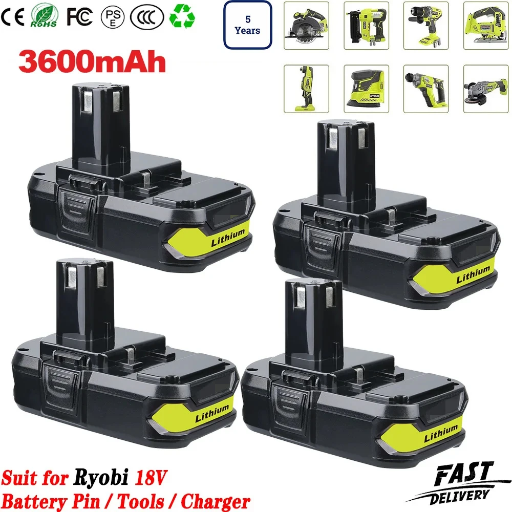 

1/2/4Pcs 3.6Ah P102 Replace for Ryobi 18V Li-on Battery Pin P103 P105 P107 P108 P109 Compatible with Ryobi Cordless Power Tools