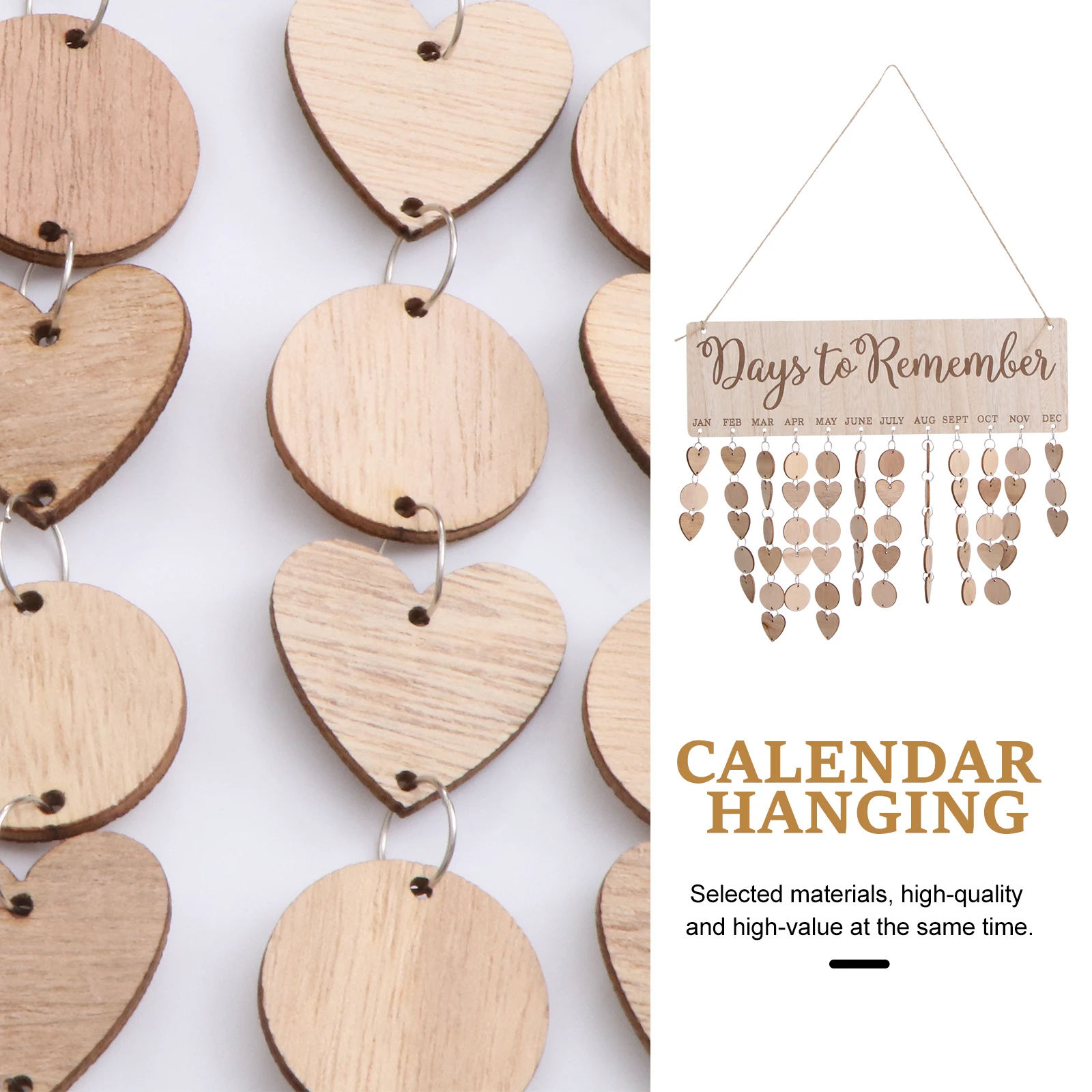 ไม้ Planner Board 50 รอบการ์ดหัวใจ DIY String ประกาศบ้านเครื่องประดับของขวัญวันเกิดแขวนปฏิทินไม้แผ่นเตือน