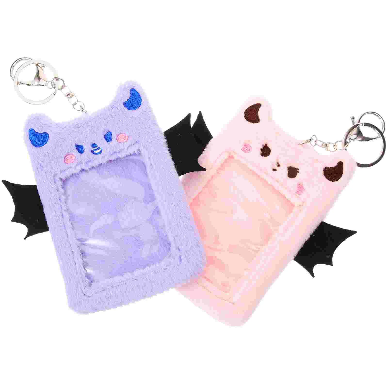 Plush Card Holder Credit Sleeve with Keychain Id Sleeves Lanyard Stable Badge