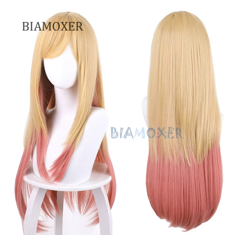 Anime Darling Marin Kitagawa Cosplay Wig  Leopar Print Scrunchie Gradient Kitagawa Marin Heat Resistant Hair Party Wigs