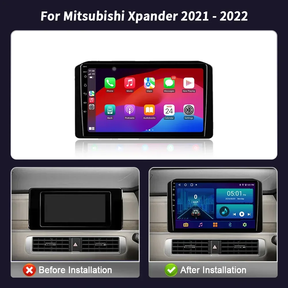 For Mitsubishi Xpander 2021-2022 Android Car Radio Multimedia Player Navigation Wireless CarPlay Screen Stereo