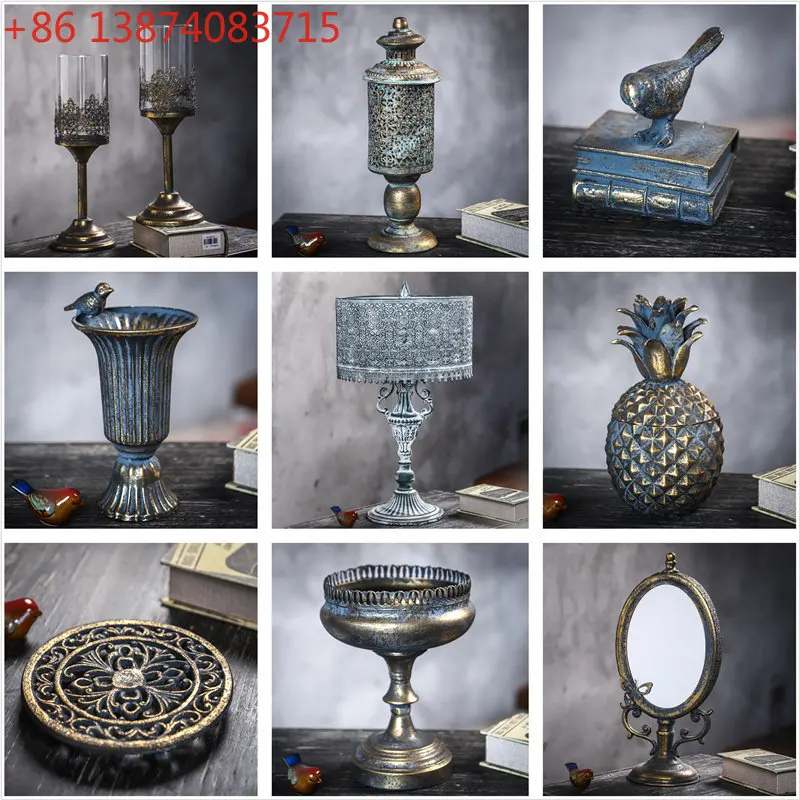European and American retro home handicraft ornaments, bronze and gold iron carvings, Renaissance