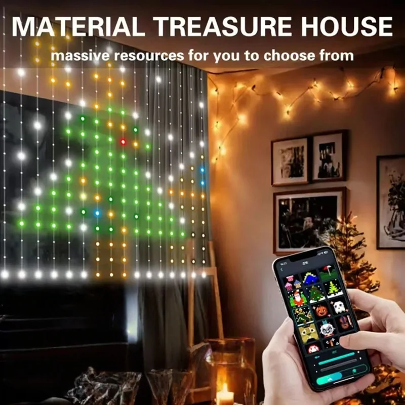 Smart Curtain Lights DIY Decorative Hanging Light App Controls Remote LED Party Lights USB Plug for Christmas Halloween Decor