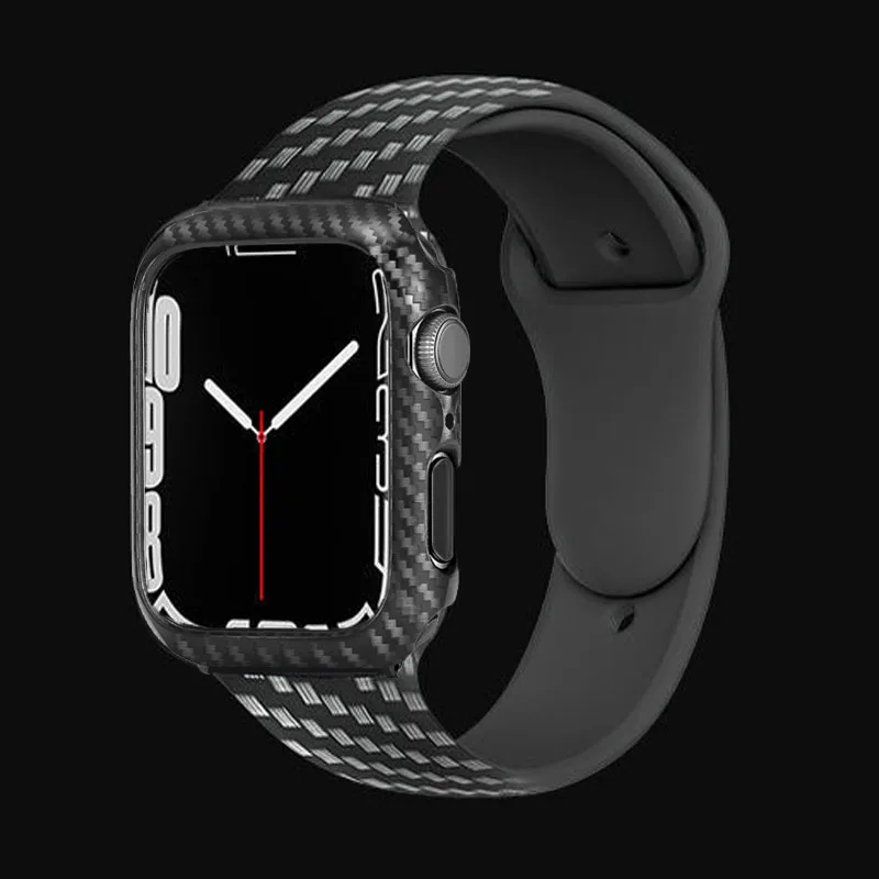 Carbon Fiber case+Strap For Apple Watch band 44mm 40mm 45mm/41mm 42mm 38mm silicone correa bracelet iwatch series 3 5 6 SE 7 8 9