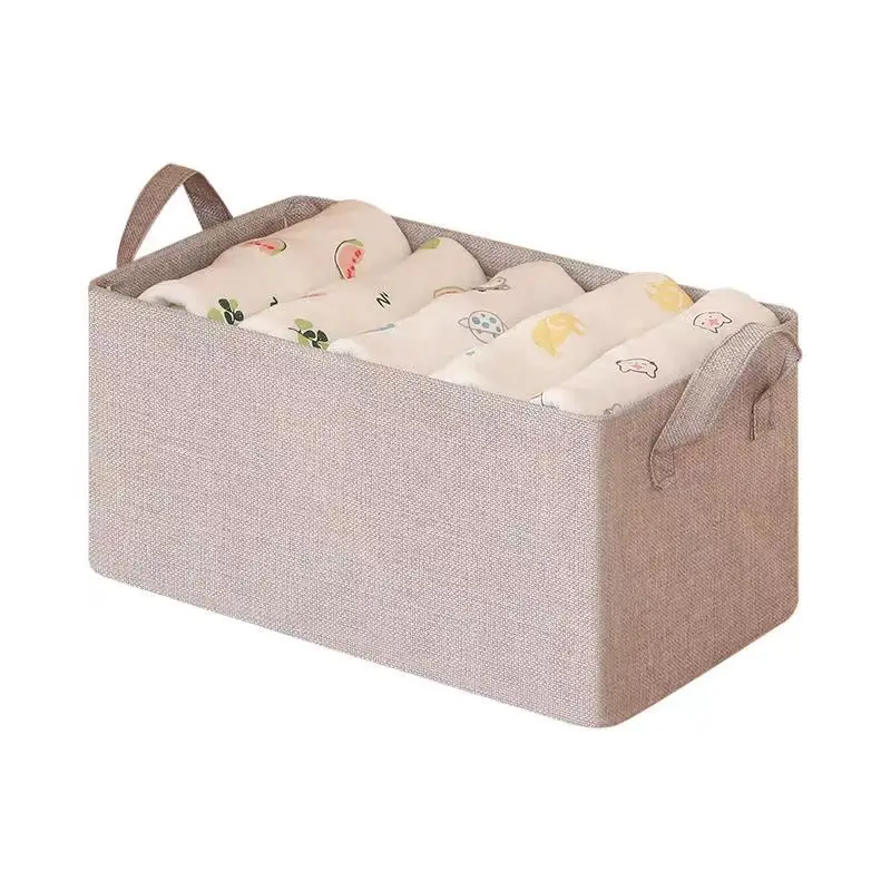 

Z4487 Clothes storage box fabric cotton and linen folding storage basket artifact