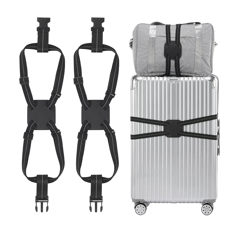 

Luggage Straps Bag Bungees For Suitcases Add A Bag, Travel Bag Bungee Belt For Luggage Carry On Bag Easy Install (2 Pack)