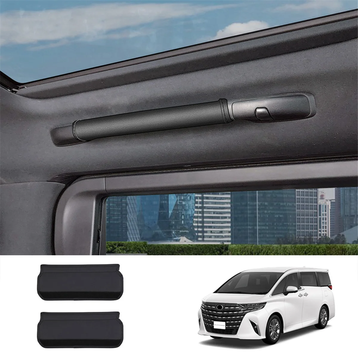 Car Roof Handle Leather Protection Pads with Sponge for Toyota ALPHARD/VELLFIRE 40 Series 2023+ Interior Accessories