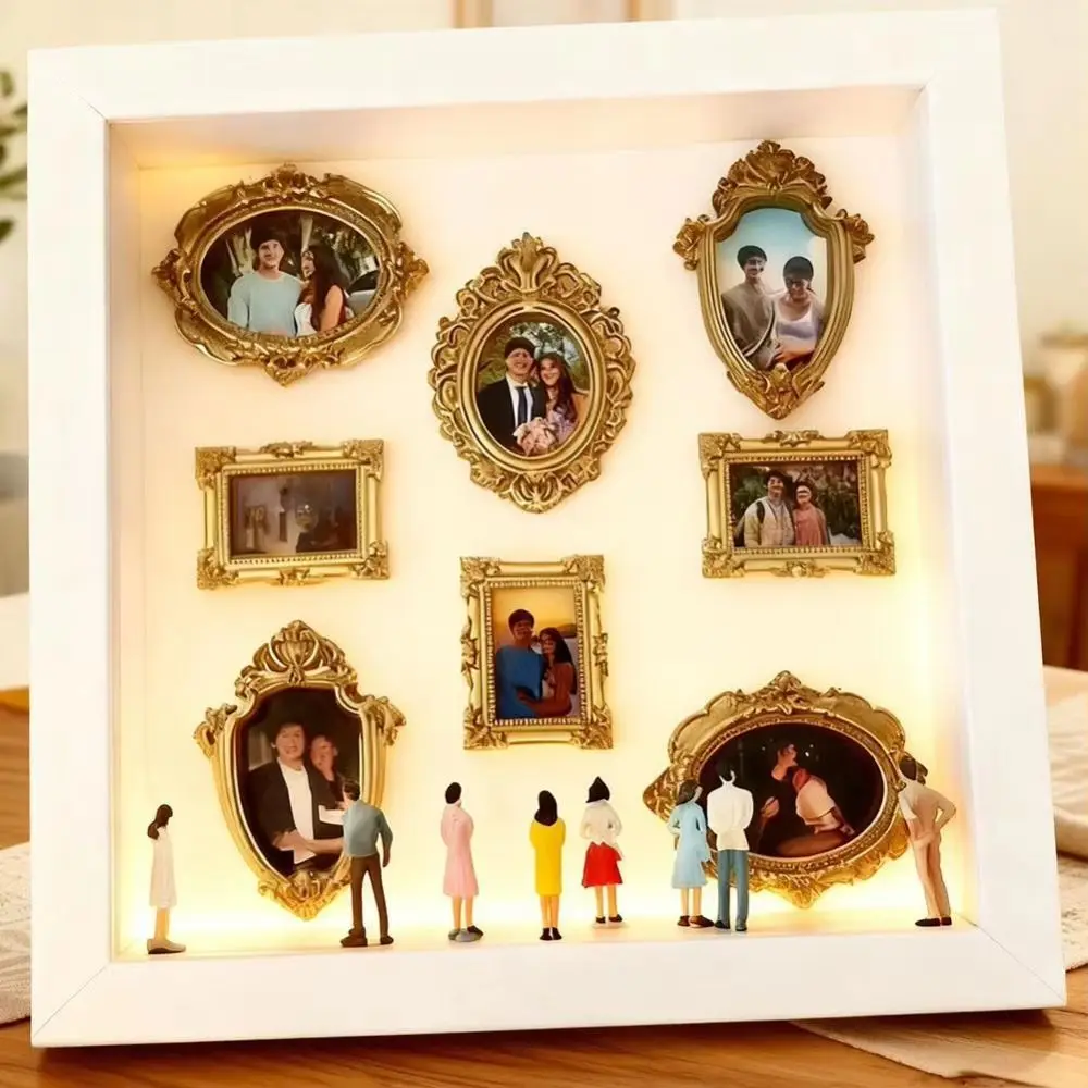 Silhouetten-Box DIY Mini-Museum-Box Goldrahmen Figurenstatuen Schattenbox-Rahmen-Set Mini-Figuren Handgemachtes Kunsthandwerk