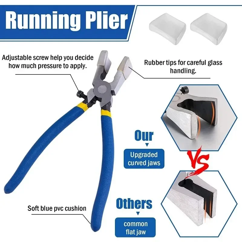 10 Pieces Heavy Duty Glass Cutting Tool Kit Oil Dispenser Screwdriver Glass Running Plier for Breaking Stained Glass Mosaics