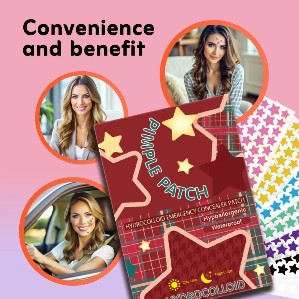 40 قطعة من رقع حب الشباب متعددة الألوان على شكل نجمة، رقع حب الشباب للوجه، رقع حب الشباب المخفية، ورقع البثور، رقيقة جدًا.