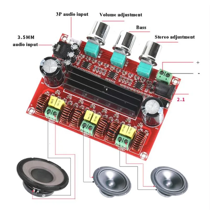 Free ship TPA3116D2 2.1 Digital Audio Amplifier Board 2* 80W+100W Subwoofer 2.1 amplificador audio amp for 4-8 ohm DIY Speaker