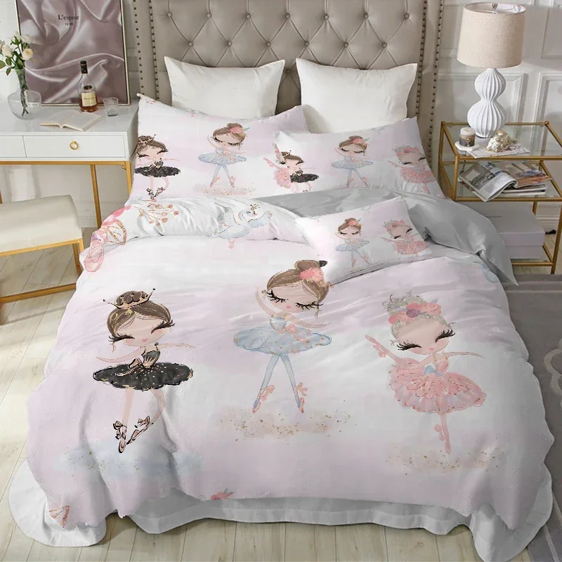 Lovely Princess kids Bedding Set 150x200 Castle Duvet Cover Pillowcase Bed Cover For Girls Twin Single Size Quilt Cover 200x200